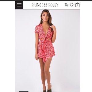 Princess Polly Red and white floral romper